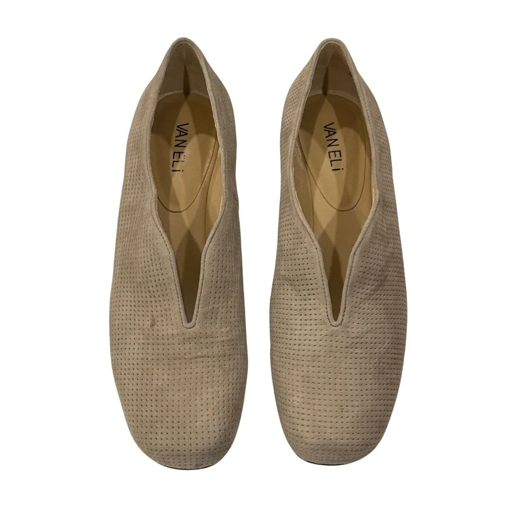 Vaneli Suede Wedge Loafers Beige‎ Women 9M Casual Neutral Comfort Slip On Shoes